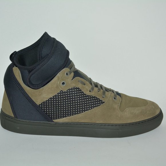 NWT BALENCIAGA MENS NEOPRENE STRAP HITOP SUEDE LEATHER SNEAKERS US 15 EU 48 - Picture 2 of 11